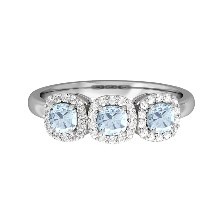 Garland Cushion Aquamarine 18K White Gold Ring