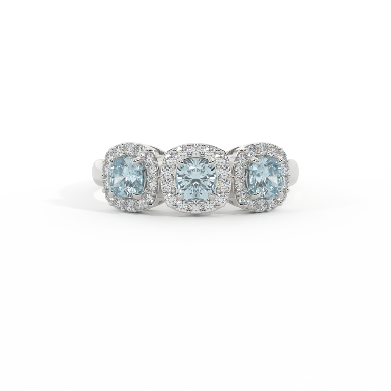 Treasure Box Garland Cushion Aquamarine 18k White Gold