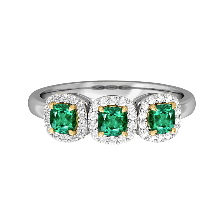 Garland Cushion Emerald 18K White Gold Ring