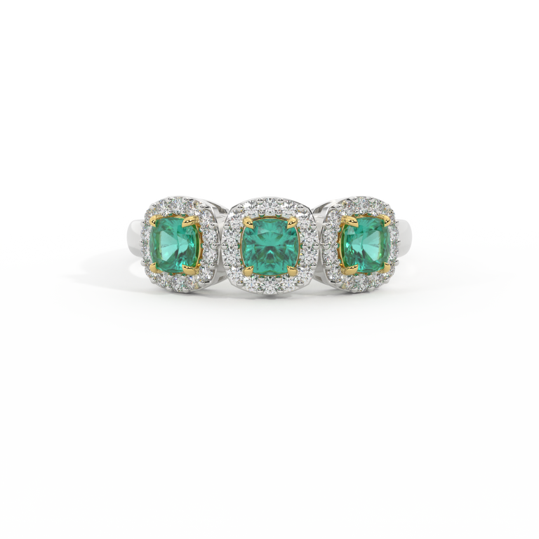 Garland Cushion Emerald 18K White Gold Ring
