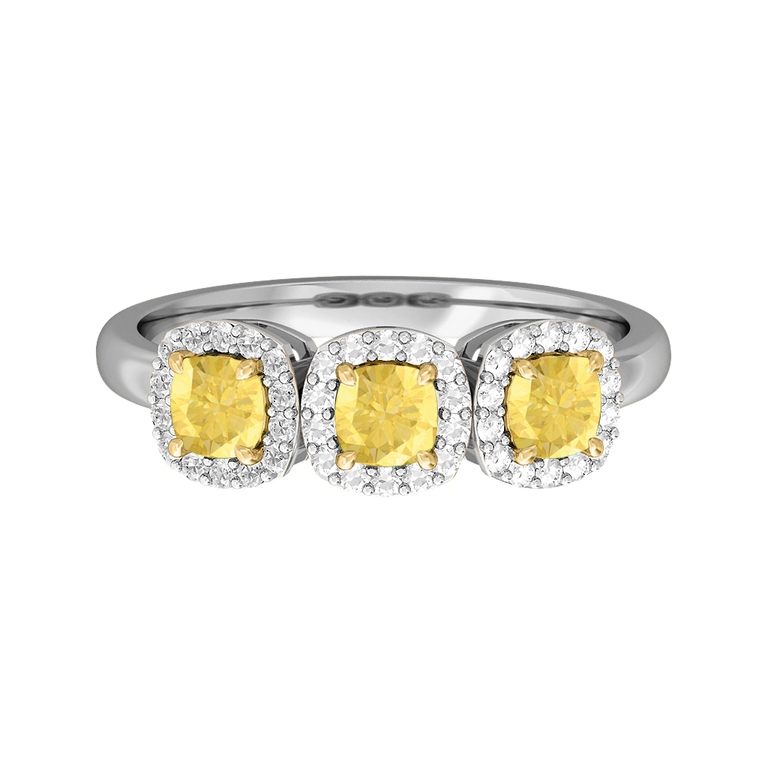 Garland Cushion Yellow Sapphire 18K White Gold Ring