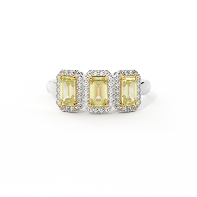 Garland Emerald Yellow Sapphire 18K White Gold Ring