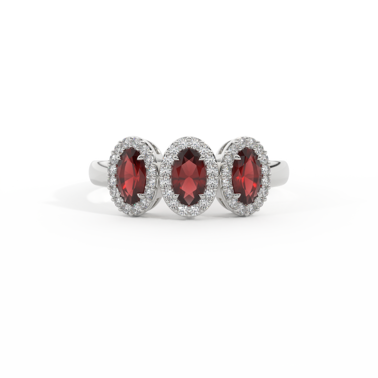 Garland Oval Garnet 18K White Gold Ring