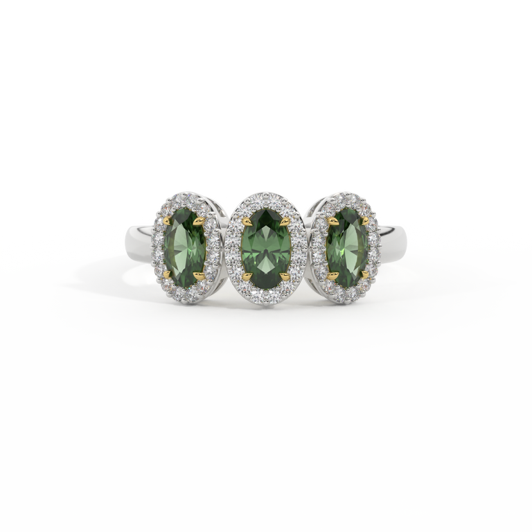 Garland Oval Green Sapphire 18K White Gold Ring