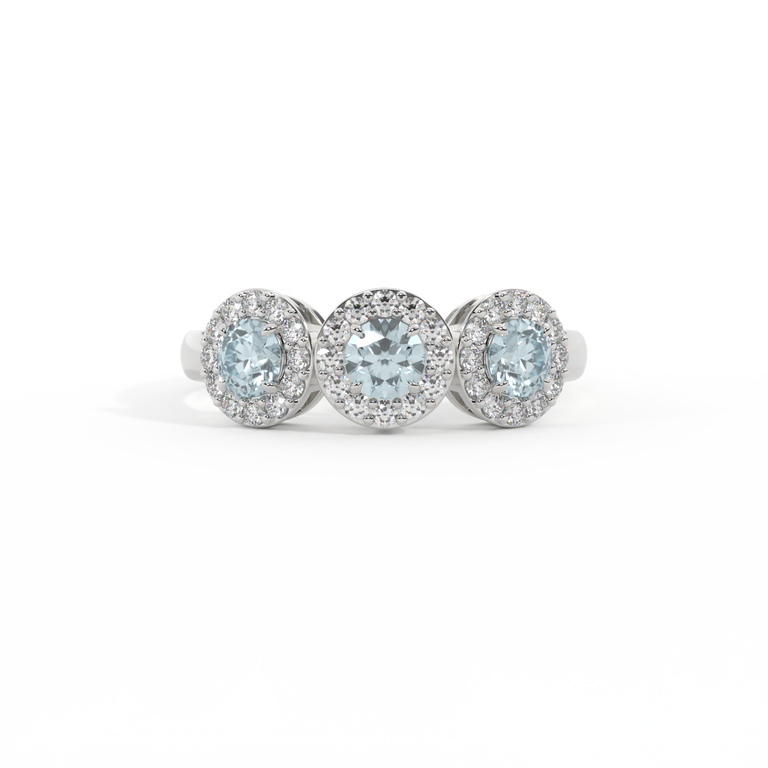 Garland Round Aquamarine 18K White Gold Ring