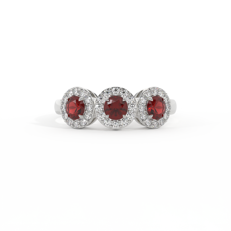 Garland Round Garnet 18K White Gold Ring