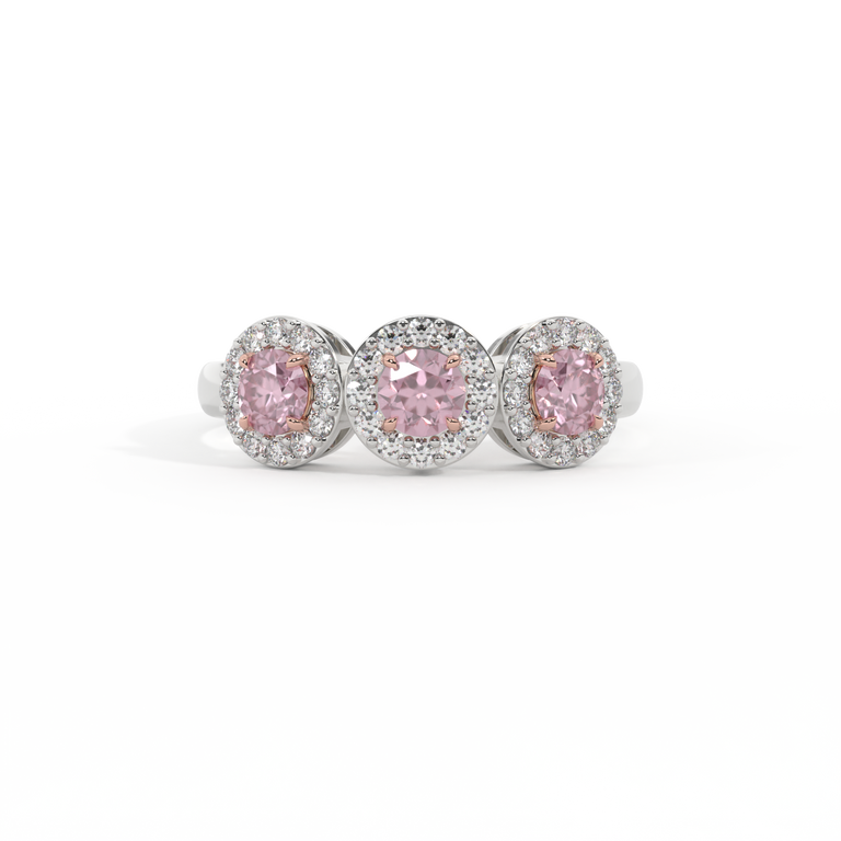 Garland Round Pink Sapphire 18K White Gold Ring