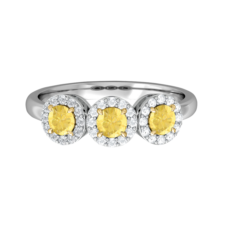 Garland Round Yellow Sapphire 18K White Gold Ring