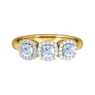 Garland Cushion Aquamarine 18K Yellow Gold Ring