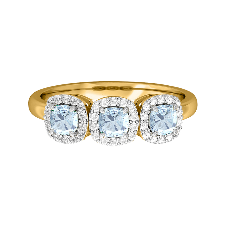 Garland Cushion Aquamarine 18K Yellow Gold Ring