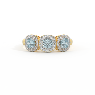 Garland Cushion Aquamarine 18K Yellow Gold Ring