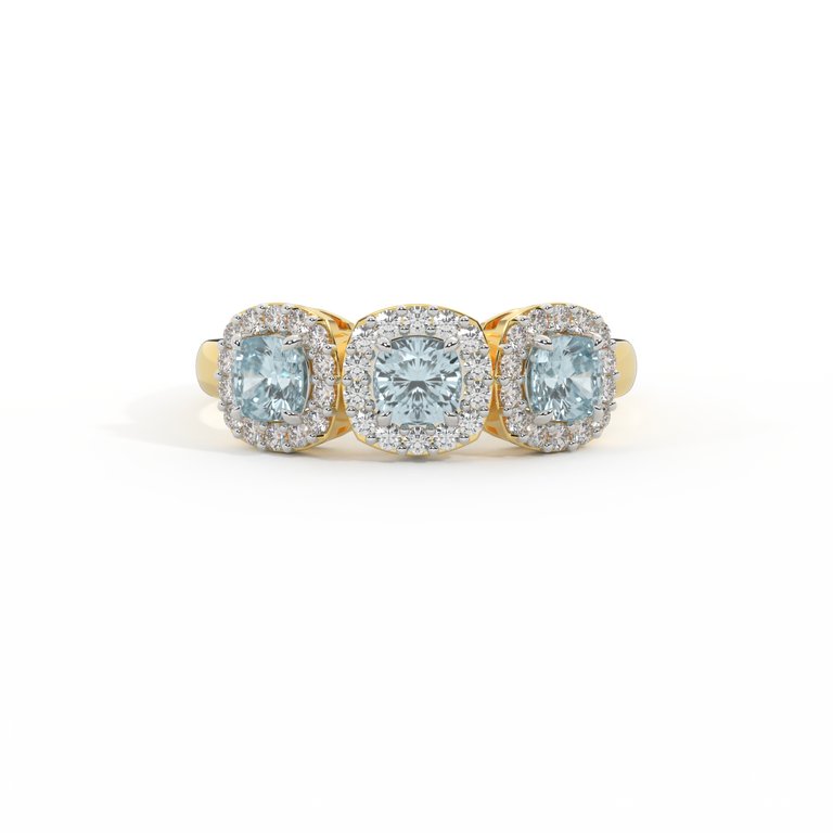 Garland Cushion Aquamarine 18K Yellow Gold Ring