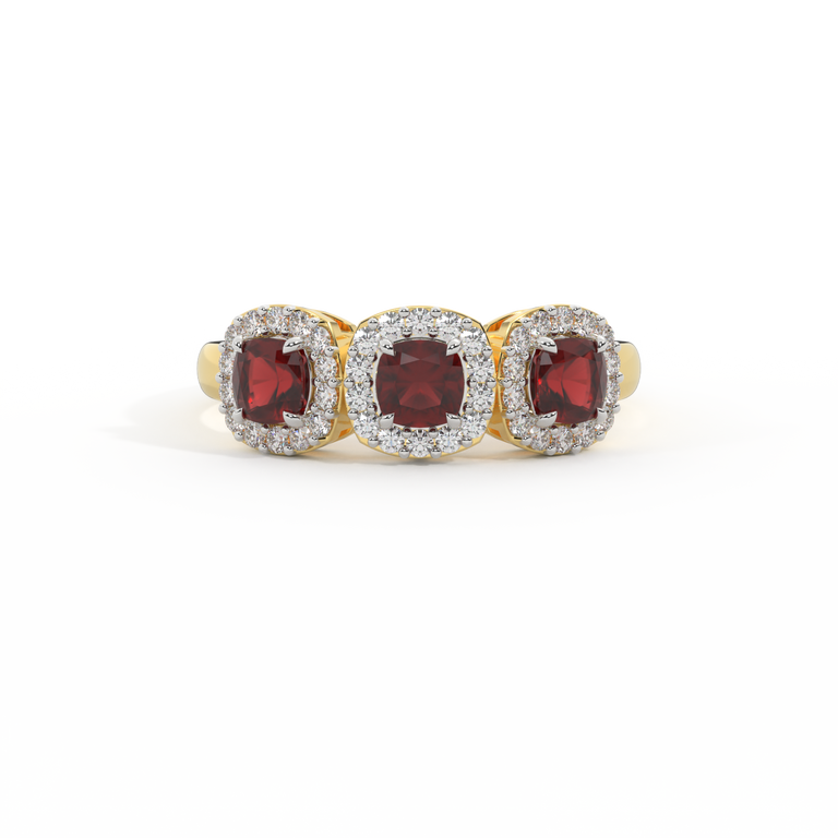Garland Cushion Garnet 18K Yellow Gold Ring