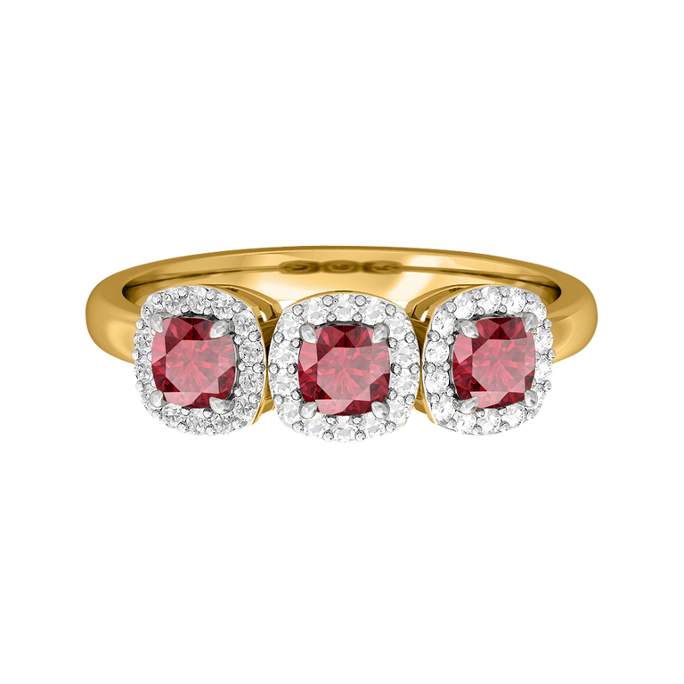 Garland Cushion Ruby 18K Yellow Gold Ring