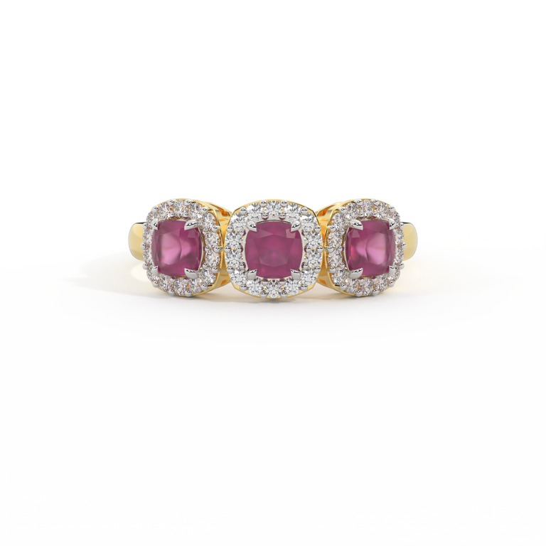 Garland Cushion Ruby 18K Yellow Gold Ring