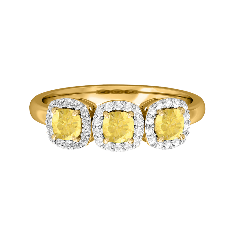 Garland Cushion Yellow Sapphire 18K Yellow Gold Ring