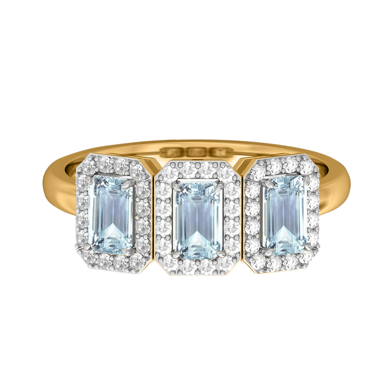 Garland Emerald Aquamarine 18K Yellow Gold Ring