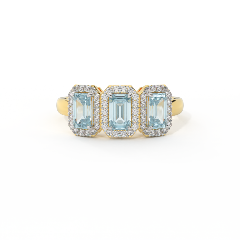 Garland Emerald Aquamarine 18K Yellow Gold Ring