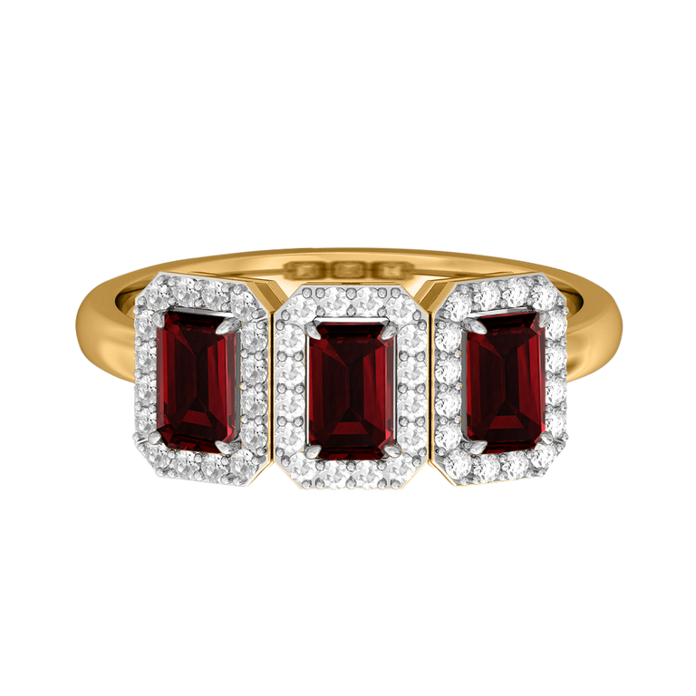 Garland Emerald Garnet 18K Yellow Gold Ring