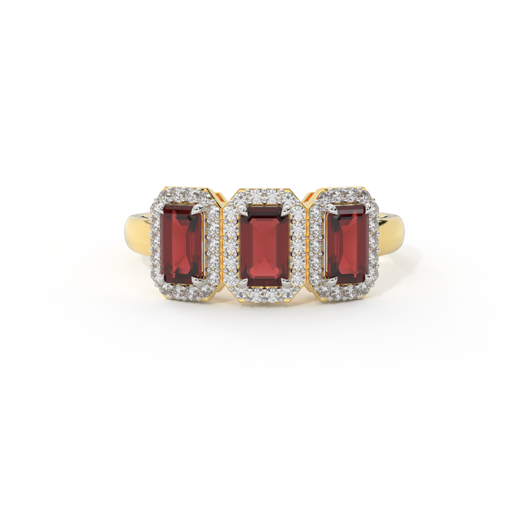 Garland Emerald Garnet 18K Yellow Gold Ring