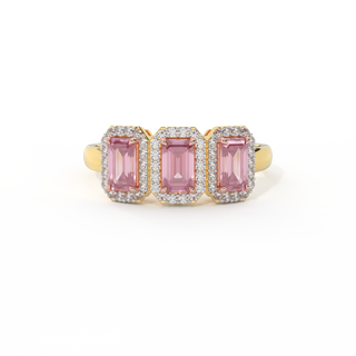 Garland Emerald Pink Sapphire 18K Yellow Gold Ring