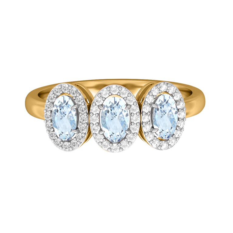 Garland Oval Aquamarine 18K Yellow Gold Ring