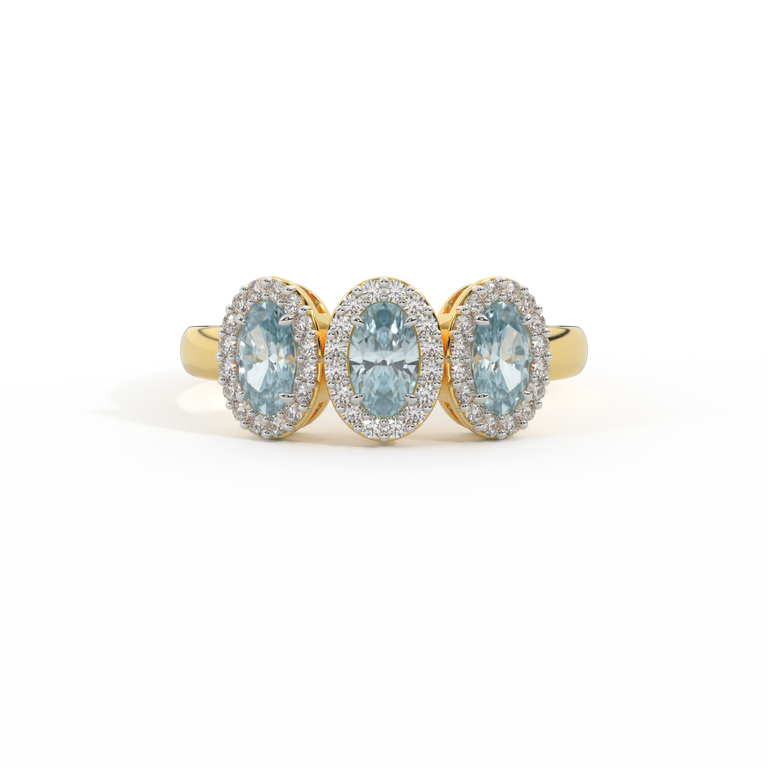 Treasure Box Garland Oval Aquamarine 18K Yellow Gold Original
