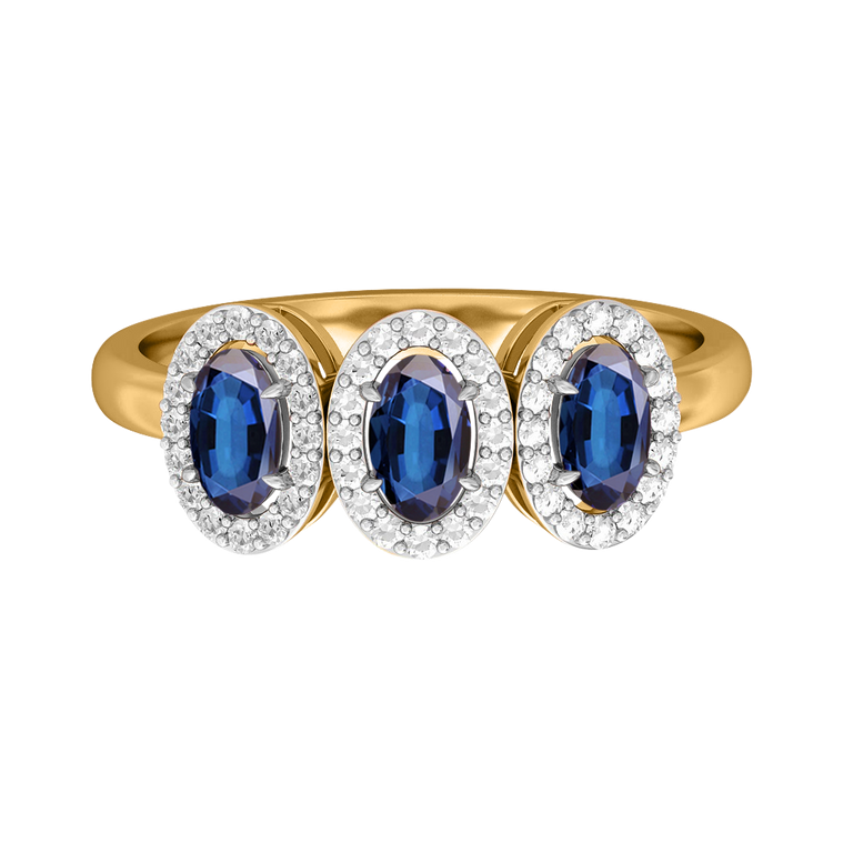 Garland Oval Blue Sapphire 18K Yellow Gold Ring