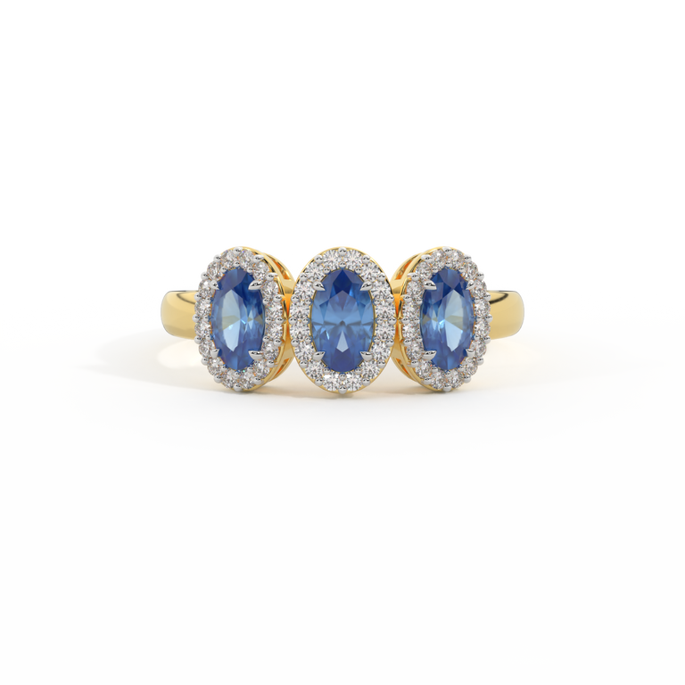 Garland Oval Blue Sapphire 18K Yellow Gold Ring