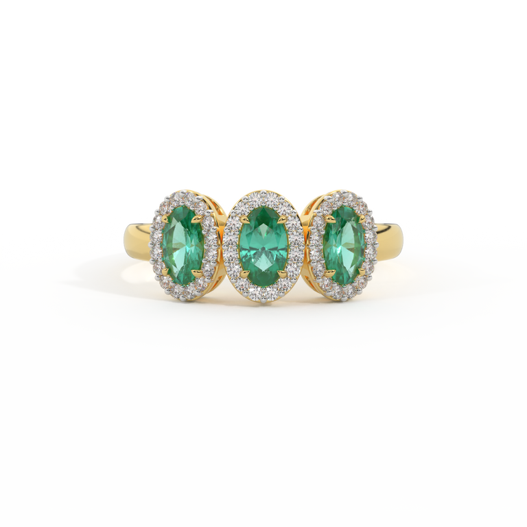Treasure Box Garland Oval Emerald 18k Yellow Gold
