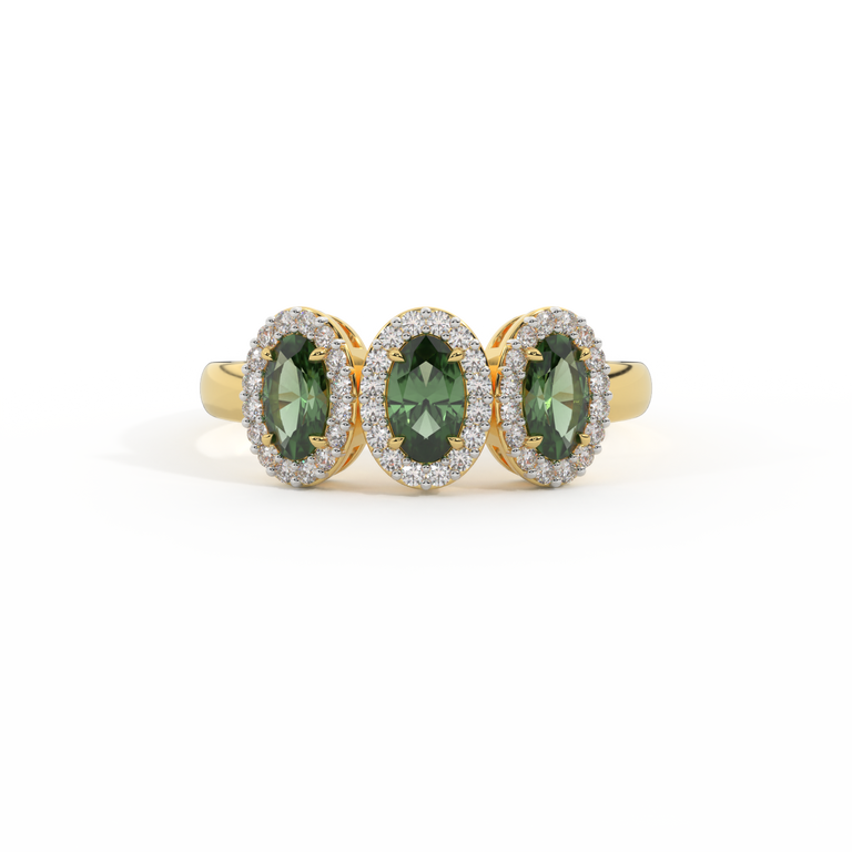 Garland Oval Green Sapphire 18K Yellow Gold Ring