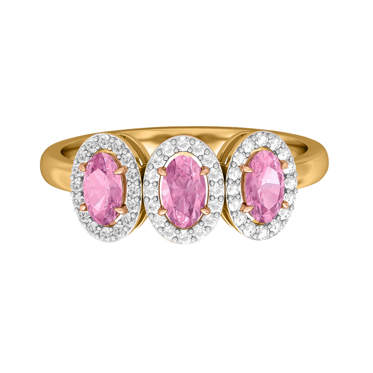 Garland Oval Pink Sapphire 18K Yellow Gold Ring