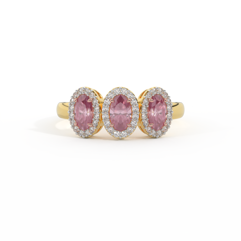 Garland Oval Pink Sapphire 18K Yellow Gold Ring