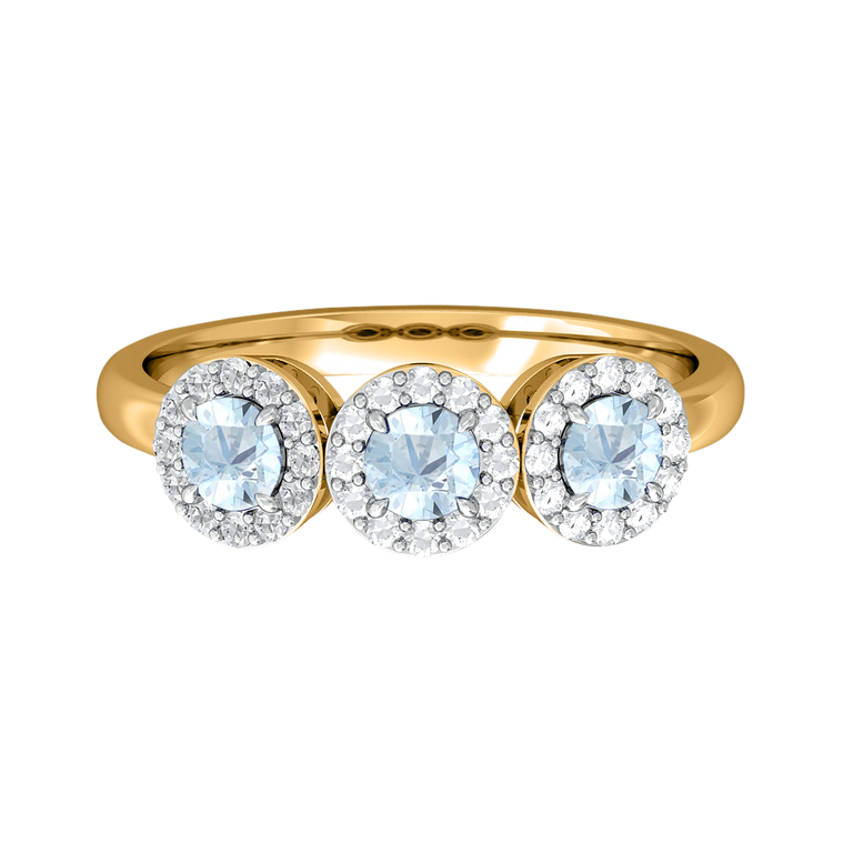 Garland Round Aquamarine 18K Yellow Gold Ring