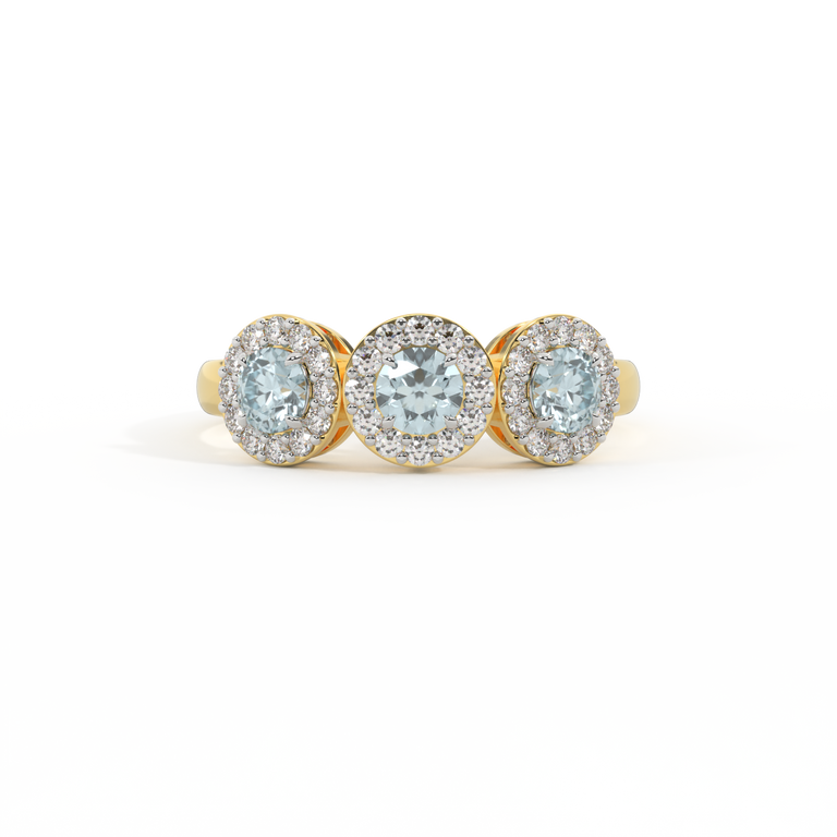 Garland Round Aquamarine 18K Yellow Gold Ring