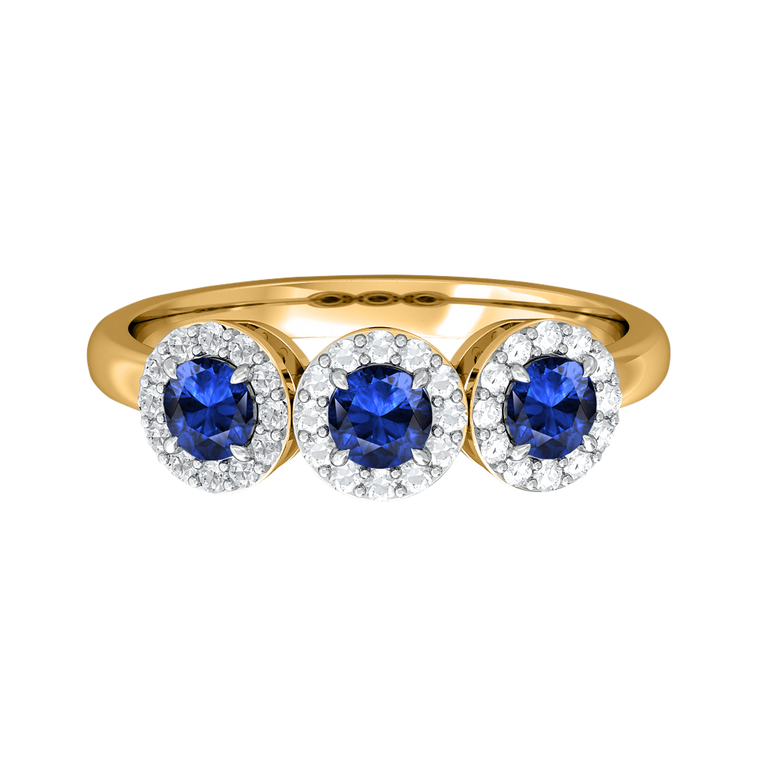 Garland Round Blue Sapphire 18K Yellow Gold Ring