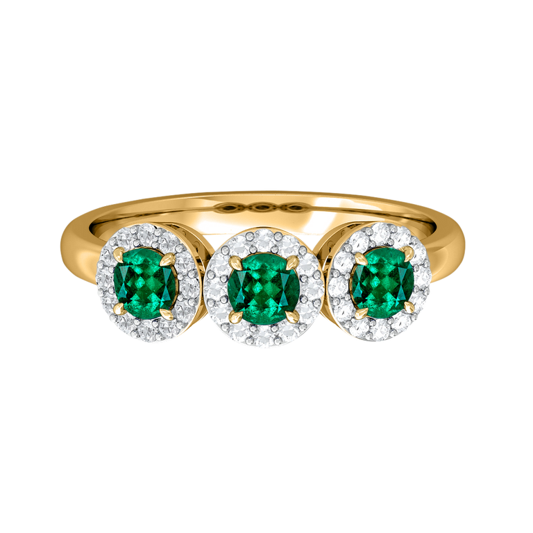 Treasure Box Garland Round Emerald 18K Yellow Gold