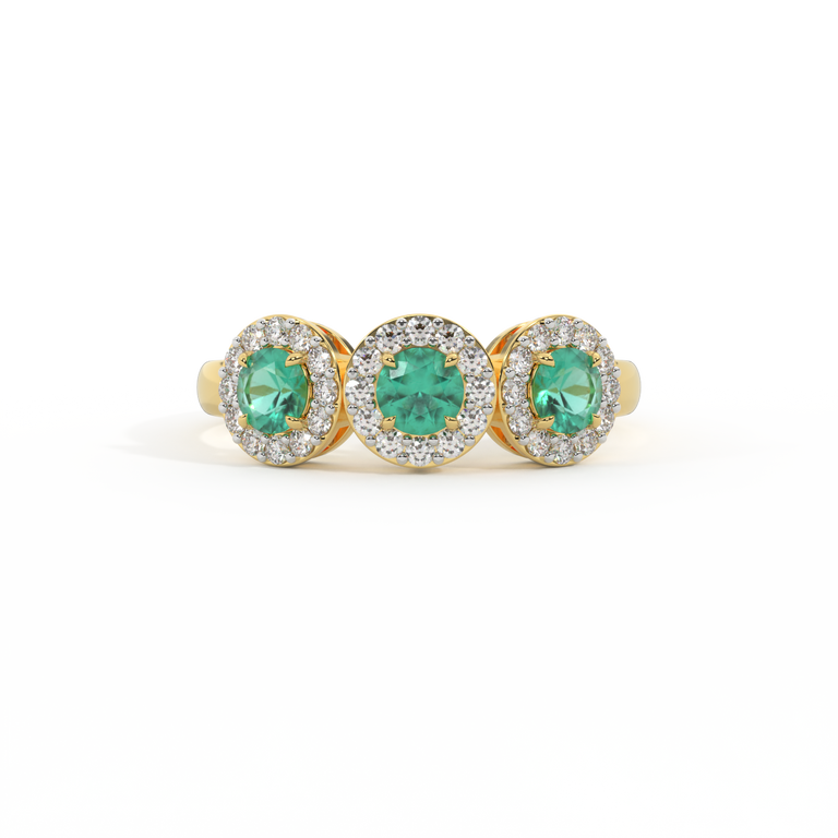 Garland Round Emerald 18K Yellow Gold Ring