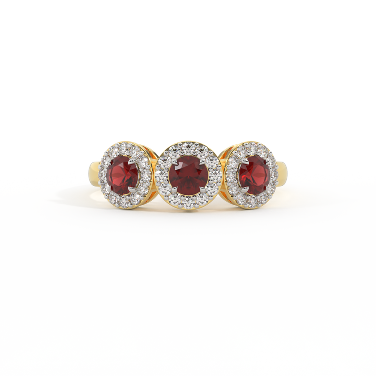 Garland Round Garnet 18K Yellow Gold Ring