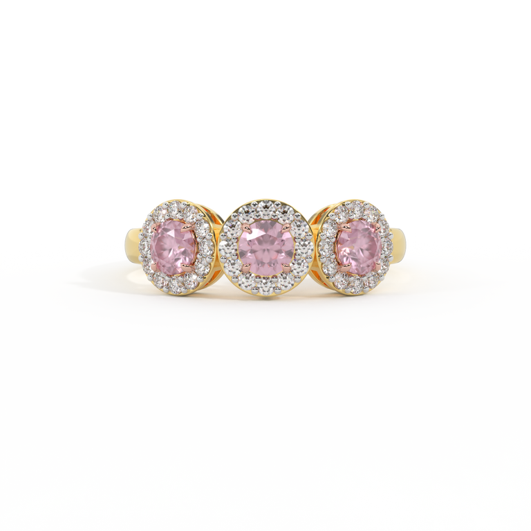 Garland Round Pink Sapphire 18K Yellow Gold Ring