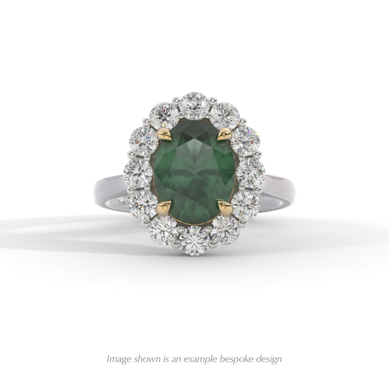 East West Oval Green Sapphire Platinum Ring