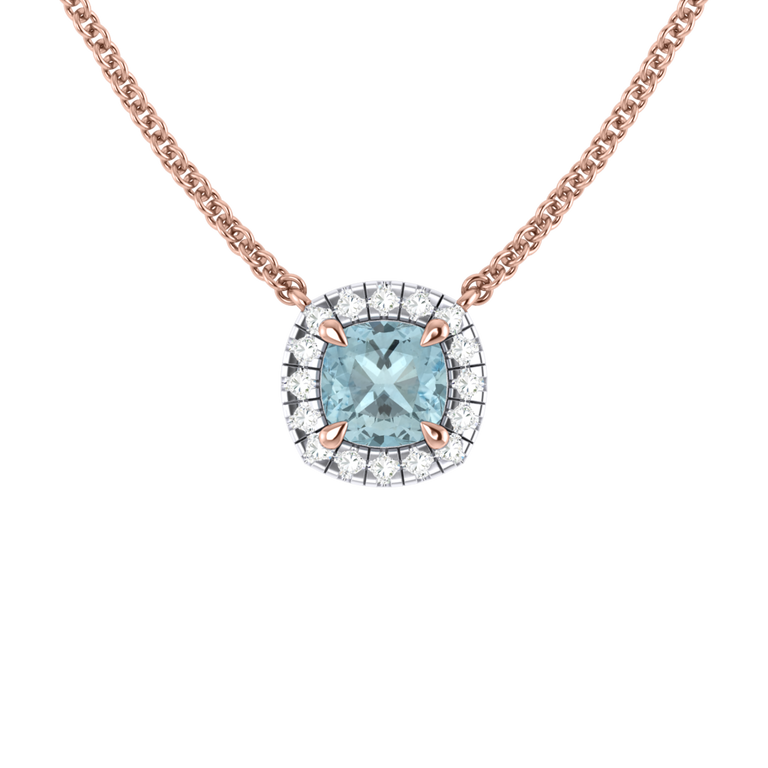 Halo Aquamarine Necklace