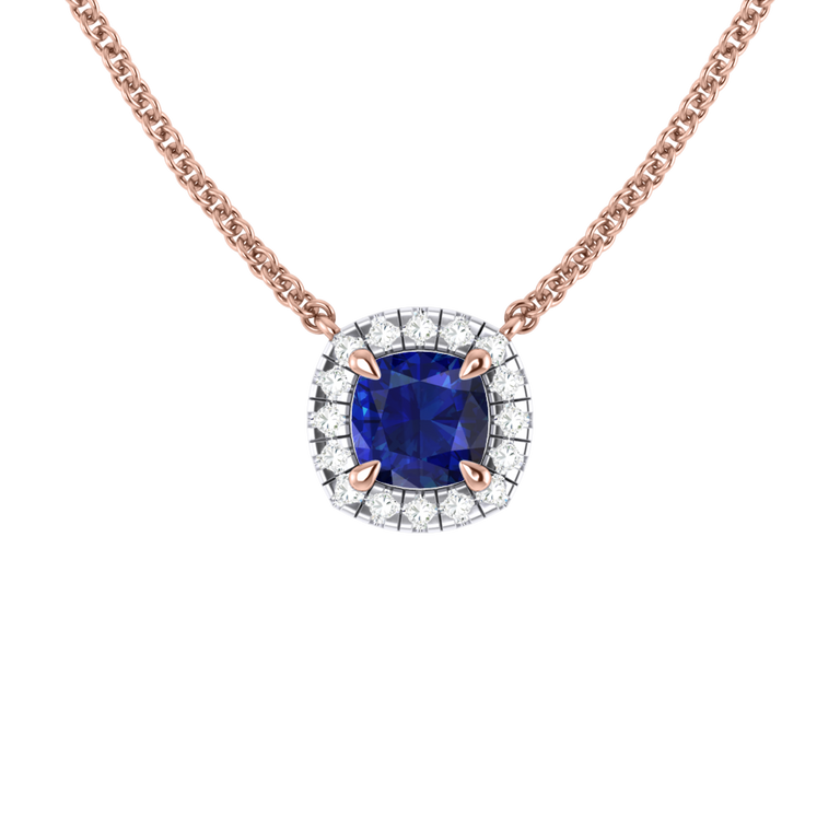 Halo Blue Sapphire Necklace