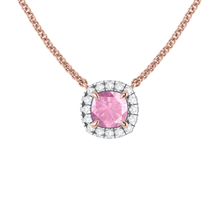 Halo Pink Sapphire Necklace