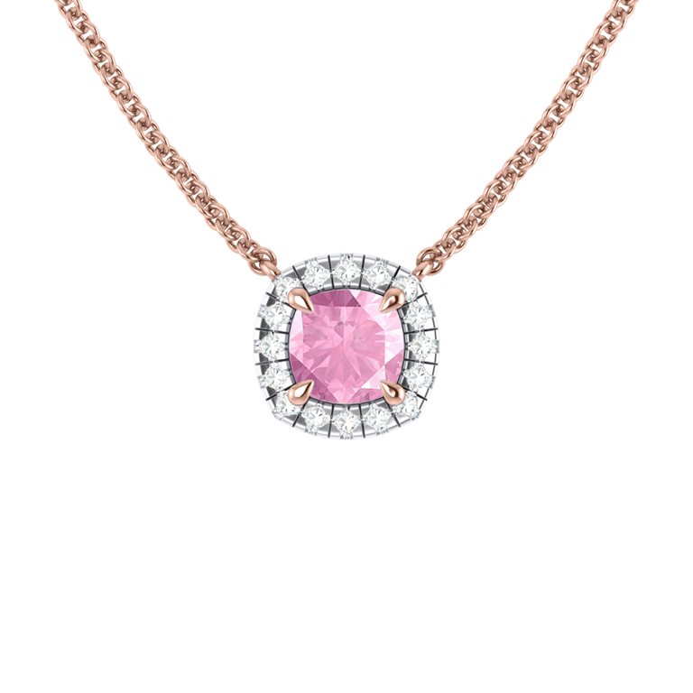 Halo Pink Sapphire Necklace