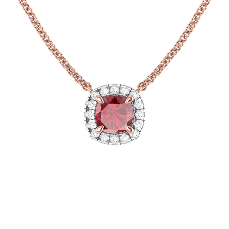 Halo Ruby Necklace