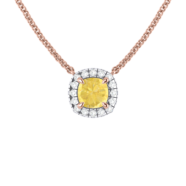 Halo Yellow Sapphire Necklace