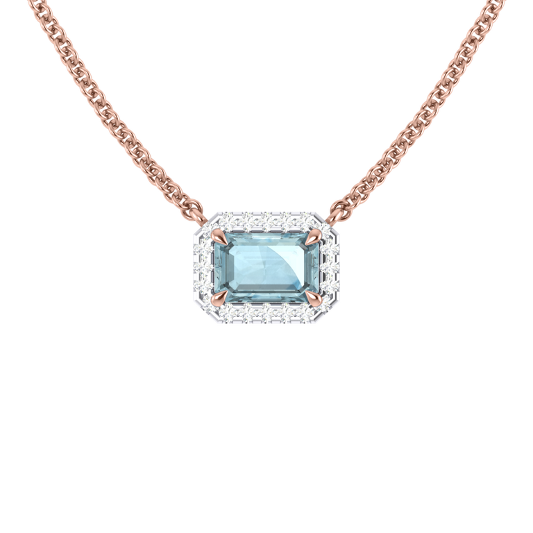 Halo Aquamarine Necklace