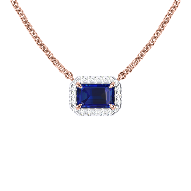 Halo Blue Sapphire Necklace