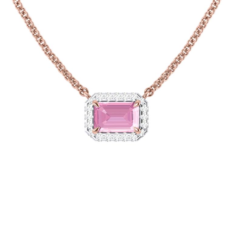 Halo Pink Sapphire Necklace